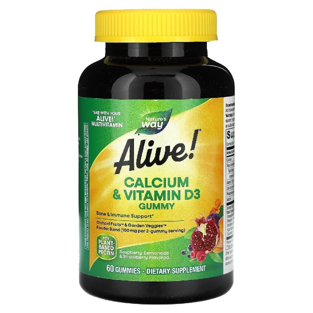 <b>네이처스웨이</b> 얼라이브 칼슘 비타민D3 구미젤리 60정 임산부 어린이 <b>성장기</b> Calcium