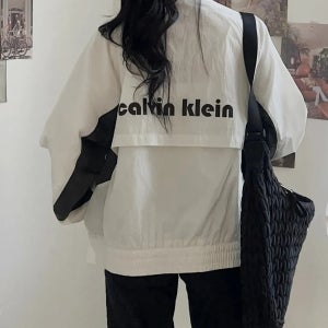 캘빈클라인 여성 액티브 레터링 배색 매쉬 자켓