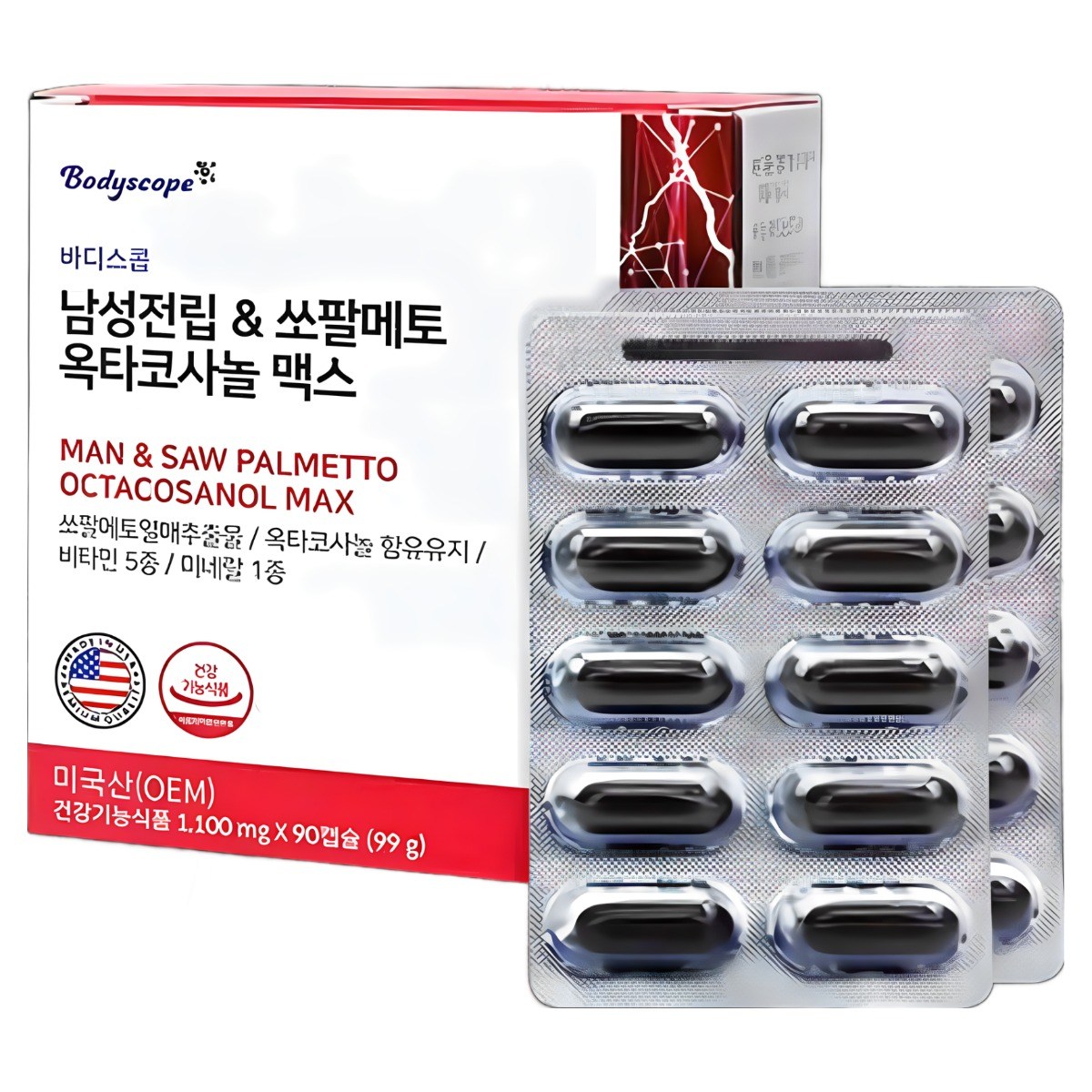 미국산 남성 전립선 건강 쏘팔메토 옥타코사놀 <b>로르산</b>  90정  1개