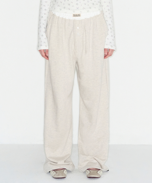 락케이크 Waist Layerd Jogger - Oatmeal RC24<b>PT</b>04220<b>OA</b>