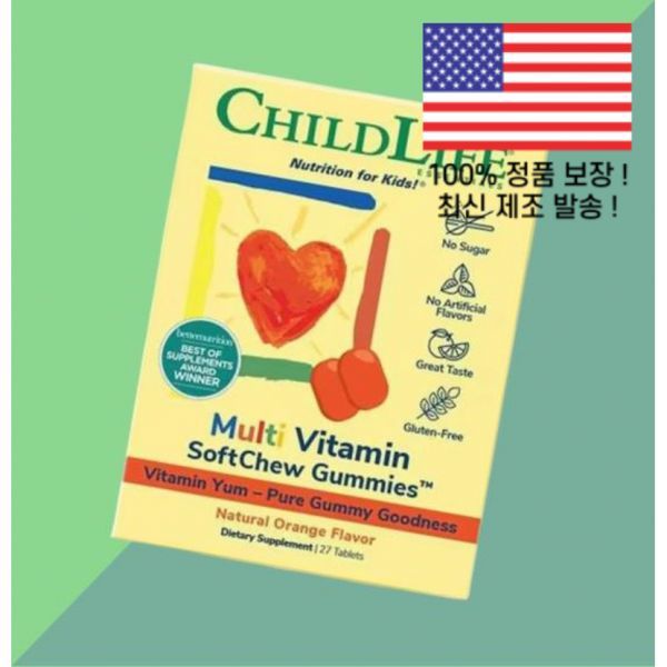 차일드라이프 <b>멀티 비타민 소프트</b>멜트 내추럴 오렌지 구미 27개입 Childlife Vitamin <b>소프트</b>Melts 27 Gummi
