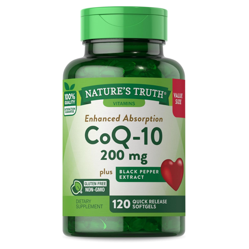 <b>네이처스트루</b> 코큐텐 CoQ10 200mg 흑후추 추출물 속방형 120소프트젤  성인남녀공용  정  1개  120정