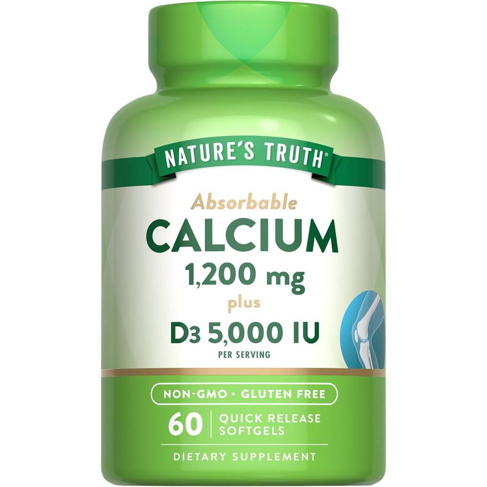 <b>네이처스 트루 칼슘</b> 1200mg 비타민D3 5000IU 60소프트젤  1개  60정