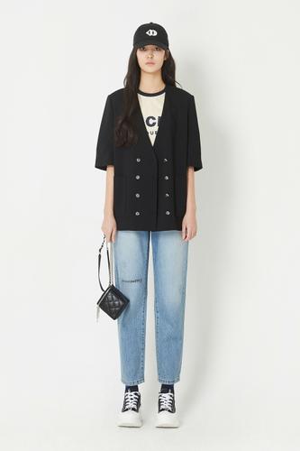 럭키슈에뜨 반소매 노카라 더블 재킷 럭키슈에뜨온라인전용 LQJAM25540