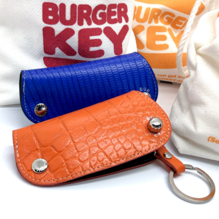 버거키 BURGERKEY 이탈리아천연가죽 자동차키홀더 가죽키케이스 스마트키홀더 천연가죽키홀더 18가지 13 크로커다일-골드그린에나멜