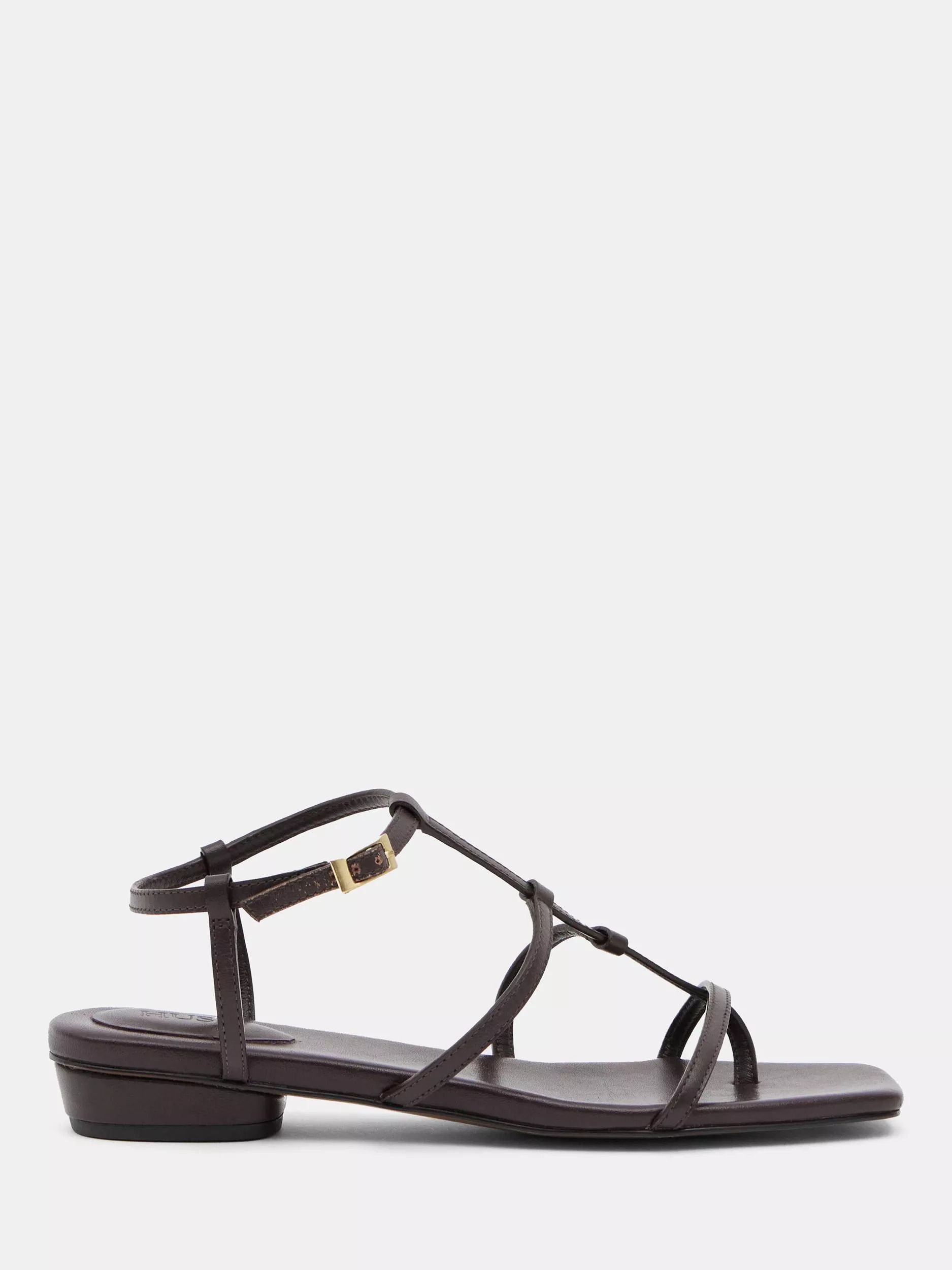 hush 버건디 가죽 스트랩 로우 힐 샌들 Leather Strappy Low Heel Sandals, Burgundy 113443356 138986123