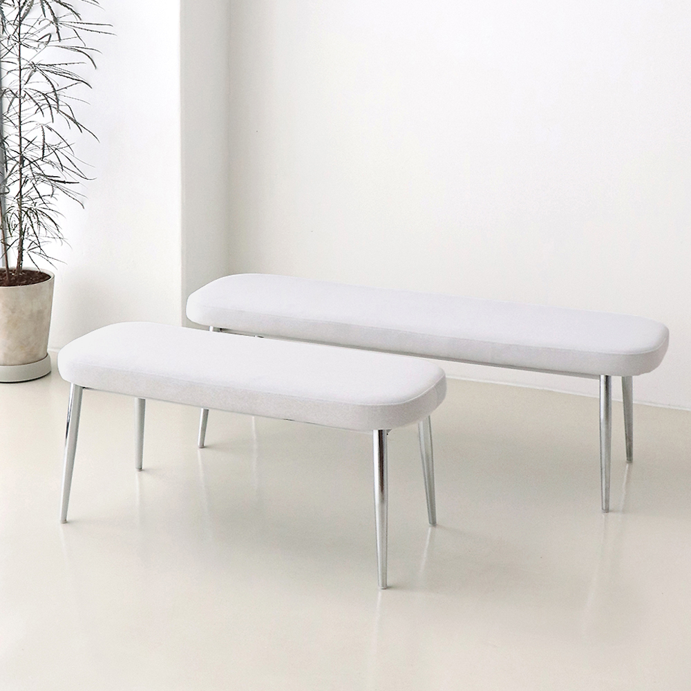 참갤러리 로페 2인용 3인용 벤치의자 발수코팅 <b>크롬</b>프레임 인테리어 식탁 의자