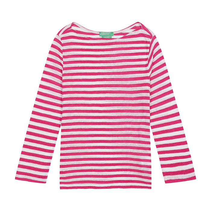 [베네통]2025 SUMMER Boat neck striped t-shirt 38O0D109X916