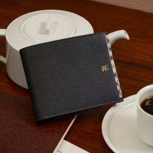 [닥스 액세서리 남성] [스테디셀러] 네이비 체크배색 소가죽 반지갑 WBWA4F706N2