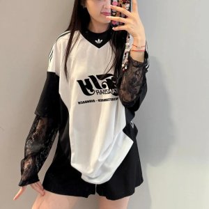 아디다스 오리지널 여성 롱 슬리브 레이스 긴팔 저지 티셔츠 KD2297