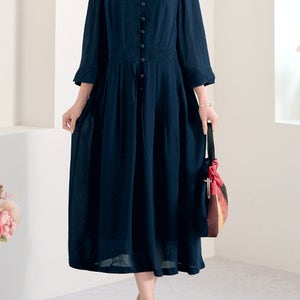 [로즈맘단독할인!한정수량]자영프릴넥단추인견원피스(생활한복)