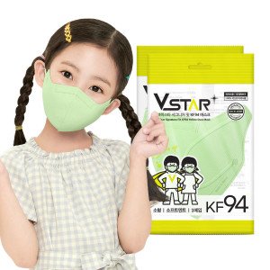브이스타 KF94새부리형 소프트민트 100매 소형/어린이용 컬러 개별포장 국산자재 일회용마스크