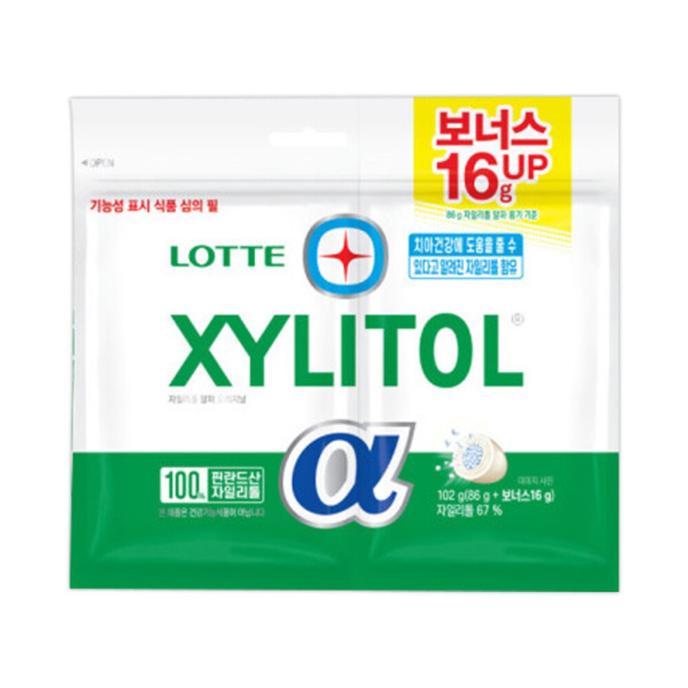 롯데웰푸드 롯데 <b>자일리톨</b> 알파 오리지널 리필 102g, 4개