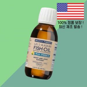 와일리 급 야생 알래스카 <b>피쉬 오일 피크 오메가 3 리퀴드</b> 내추럴 레몬 4.23온스 Wileys Finest