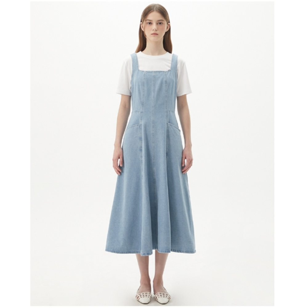 뷔스티에 데님 롱 원피스 플라스틱아일랜드 PQ1DO262