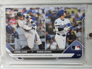 2025 TOPPS NOW 탑스 나우 오타니 쇼헤이 애런 저지 시즌 MVP 같은 경기 첫 이닝 동시 홈런 메이저리그 MLB 야구 스포츠 카드
