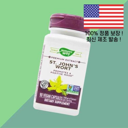 <b>네이처스웨이</b> 프리미엄 세인트존스워트 추출물 1회 제공량당 300mg 비건 캡슐 90정 <b>Nature’s Way</b> Extract S