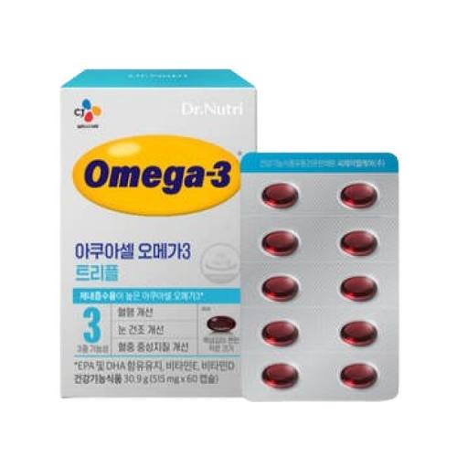 <b>CJ웰케어</b> 닥터뉴트리 아쿠아셀 <b>오메가3</b>, 60캡슐, 1박스 (1개월분)