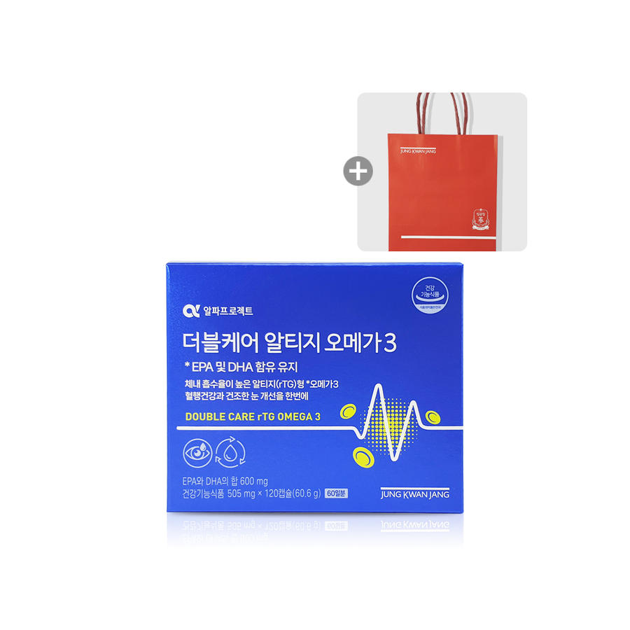 <b>정관장</b> 알파프로젝트 더블케어 알티지 <b>오메가3</b> 1박스 (505mg x 120캡슐)