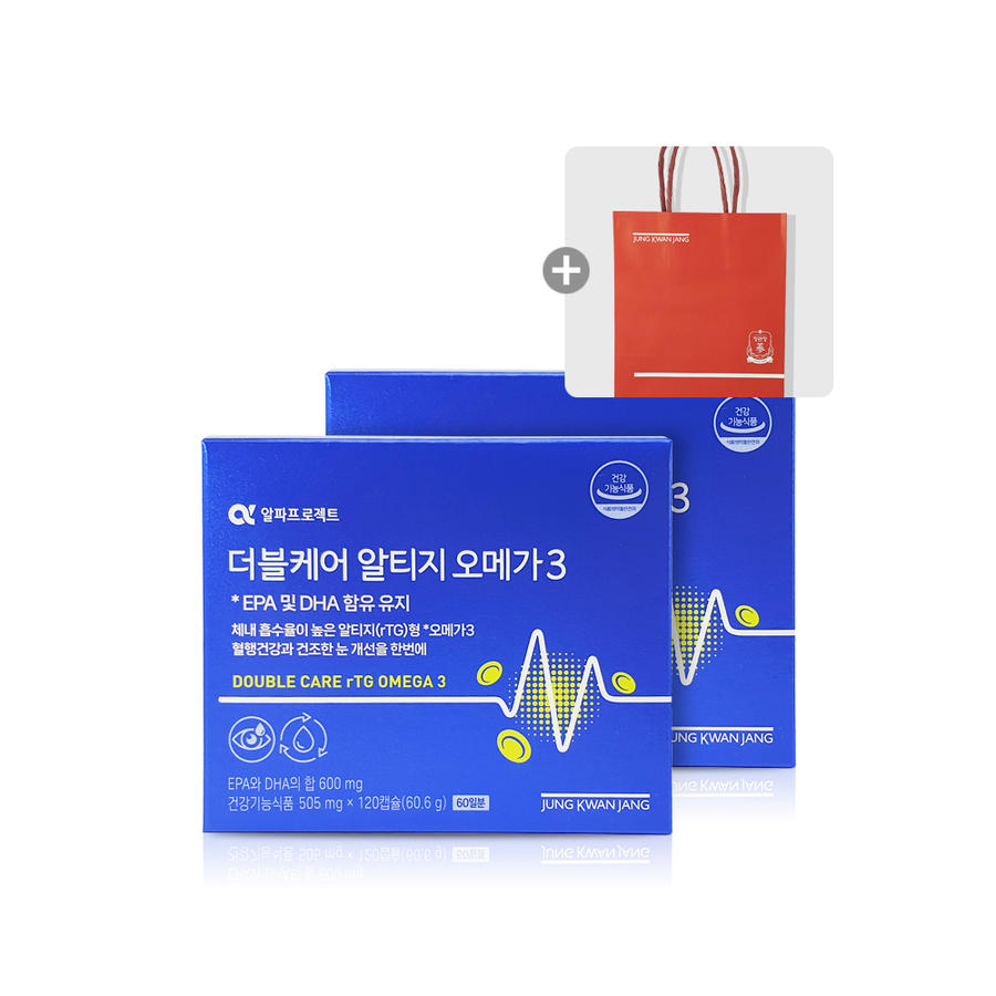 <b>정관장</b> 알파프로젝트 더블케어 알티지 <b>오메가3</b> 2박스 (505mg x 240캡슐)
