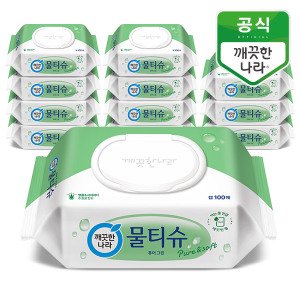 깨끗한나라 깨끗한나라 퓨어그린 물티슈 캡형 100매 x 12입