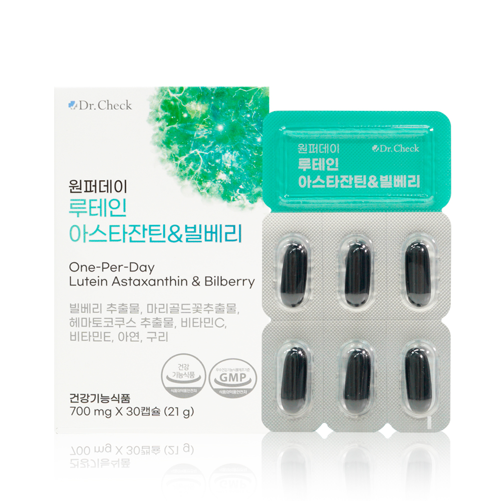 닥터체크 헬시 원퍼데이 루테인 <b>아스타잔틴</b> 앤 빌베리 700mg x 30캡슐, 1개