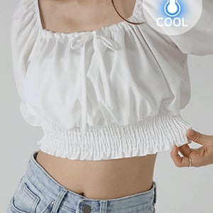 [오늘출발][여름반값🧊크롭반팔블라우스] 크롭 셔링 스퀘어넥 블라우스 (여름블라우스,반팔블라우스,셔링,퍼프블라우스,크롭블라우스,휴양지룩,페스티벌룩,직잭팟)