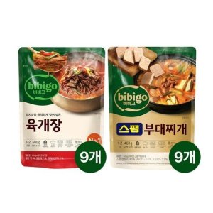 CJ제일제당 비비고 육개장 500g x9개+스팸부대찌개 460g x9개