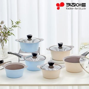 키친아트 줄리엣 세라믹 냄비 3종세트 냄비세트(베이지/스카이블루)