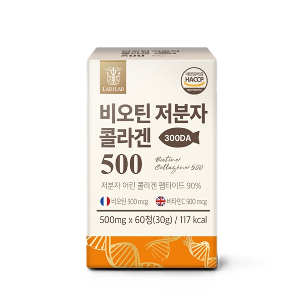 <b>랩온랩</b> 비오틴 저분자 <b>콜라겐</b> 500 500mg x 60정, 4개