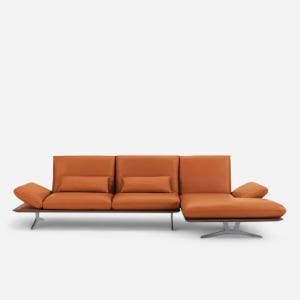 도무스 코이노 피지 B가죽 카우치 소파-월넛