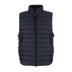 CP컴퍼니 블랙 슬리브리스 하이 칼라 패딩 조끼 RCCMVE703A 110416A888