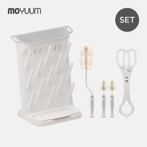 모윰 스펀지 젖병 세척 베이직 세트 (스탠딩 젖병건조대+스펀지 세척용품 3종)
