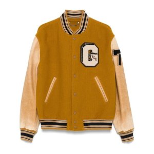 골든구스 머스타드 옐로우 가죽 슬리브 바시티 블루종 GMP00834 P0021675517