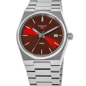 Tissot 티쏘 PRX 쿼츠 레드 다이얼 스테인리스 스틸 남성용 시계 T137.410.11.421.00 478452