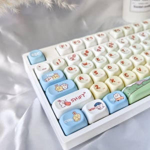 귀여운 기계식 키보드 키캡 한글 영문 각인 PBT 염료승화캐릭터 키캡  하치와레  1개