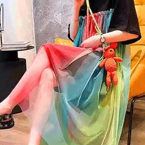 [2만원 할인]샤샤 이중 마블 컬러 페인팅 박시 롱원피스