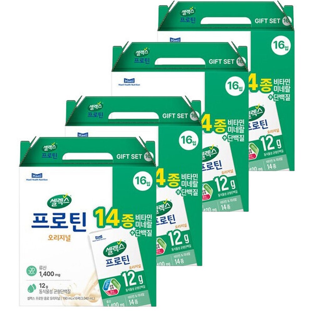 <b>셀렉스</b> 프로틴 오리지널 음료 4박스(190ml x 64개)  190ml