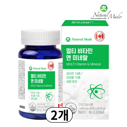 <b>네츄럴메이드</b> 멀티비타민 앤 미네랄 판토텐산 <b>구리</b> 엽산 청소년 수험색 온가족 중장년 노년 종합비타민 체내 영양 섭취 건강 증진  90정