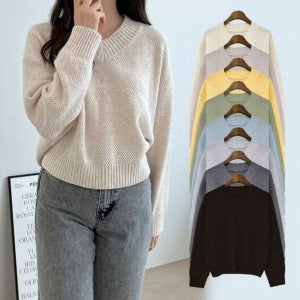 [모노무드] 모노무드 코브이넥박시핏캐시울니트 이거다이거 라운드니트 757