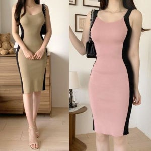 [모노무드] 모노무드 여성 여름 원피스 몸매 브이 슬림 섹시 보정 글램