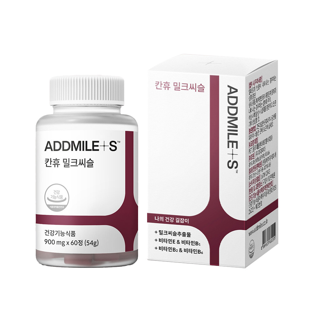 <b>애드마일스</b> 간에좋은 밀크시슬 영양제 간기능 칸휴밀크씨슬 <b>실리마린</b> 900mg  60정  4개