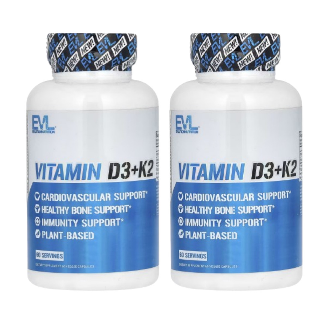 1+1 <b>에볼루션 뉴트리션 비타민</b> D3 콜레칼시페롤 <b>K2</b> 메나퀴논 베지캡슐 60정  2개