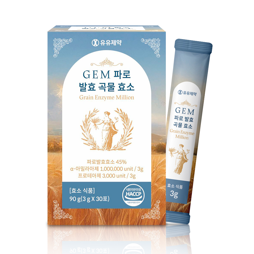 유유제약 GEM 파로<b>효소</b> 발효 곡물 <b>효소</b> 3g x 30포, 4개