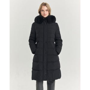 [헤지스 여성] 헤지스레이디스 탈착후드 롱패딩점퍼 WSJU4DC02BK