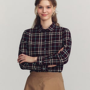 [헤지스 여성] [스테디셀러][면100] 브라운 체크 긴소매 셔츠 WSSH4DC82W2