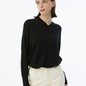 헤지스 레이디스 [24FW] [스테디셀러]블랙 멜란지 울 니트 WSSW4D8C2BK