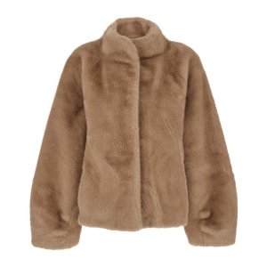 어도어럭스 플레인 브라운 인조 밍크 퍼 숏 코트 JJ25068 BEIGE