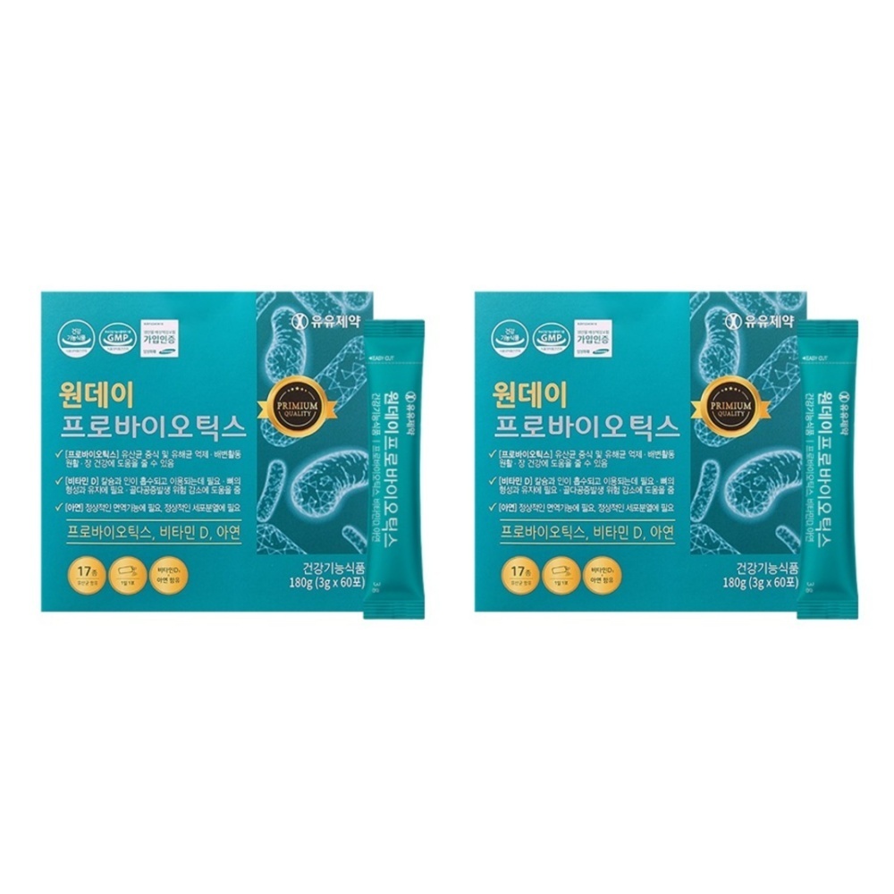 원데이 프로바이오틱스 60포 X 2개 프리바이오틱스 보이차 <b>프락토올리고당</b>