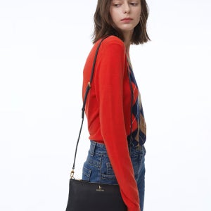 [헤지스 액세서리 여성] [핫딜][스테디셀러] 블랙 로고장식 소가죽 미니크로스백 WIWA4F052BK